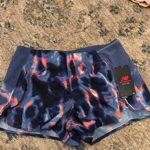 New Balance Women's Athletic Shorts - Blue and Pink Pattern